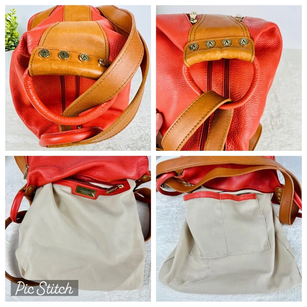 RARE Vintage Valentina Coral Convertible Bucket Bag Leather